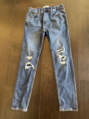 abercrombie kids distressed blue slim jeans
